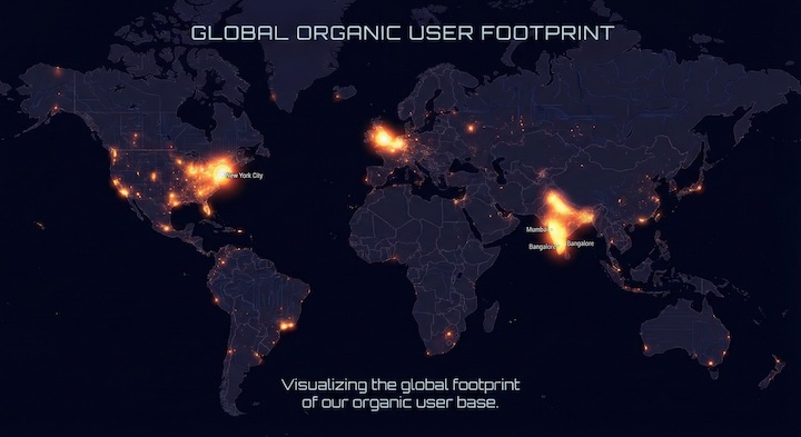 Visualizing the global footprint of our organic user base.